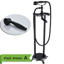 GobekUsa Brass Floor Mount Tub Sink Faucet Dual Handle Bath Set with Handshower