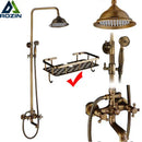 GobekUsa Brass Antique Dual Handle Shower Faucet Set with Handshower Shelf