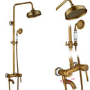 GobekUsa Brass Antique Dual Handle Shower Faucet Set with Handshower Shelf