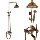 GobekUsa Brass Antique Dual Handle Shower Faucet Set with Handshower Shelf
