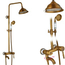 GobekUsa Brass Antique Dual Handle Shower Faucet Set with Handshower Shelf
