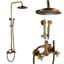 GobekUsa Brass Antique Dual Handle Shower Faucet Set with Handshower Shelf