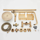 GobekUsa Brass Antique Dual Handle Shower Faucet Set with Handshower Shelf