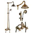 GobekUsa Brass Antique Dual Handle Shower Faucet Set with Handshower Shelf