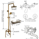 GobekUsa Brass Antique Dual Handle Shower Faucet Set with Handshower Shelf