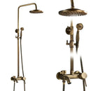 GobekUsa Brass Antique Dual Handle Shower Faucet Set with Handshower Shelf