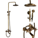 GobekUsa Brass Antique Dual Handle Shower Faucet Set with Handshower Shelf