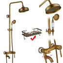 GobekUsa Brass Antique Dual Handle Shower Faucet Set with Handshower Shelf