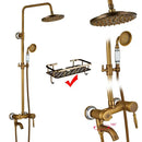 GobekUsa Brass Antique Dual Handle Shower Faucet Set with Handshower Shelf