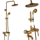GobekUsa Brass Antique Dual Handle Shower Faucet Set with Handshower Shelf