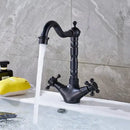 GobekUsa Dual Handle Swivel Sink Faucet Antique Brass Mixer Tap for Bathroom Kitchen