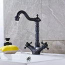 GobekUsa Dual Handle Swivel Sink Faucet Antique Brass Mixer Tap for Bathroom Kitchen