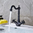 GobekUsa Dual Handle Swivel Sink Faucet Antique Brass Mixer Tap for Bathroom Kitchen