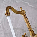 GobekUsa Dual Handle Swivel Sink Faucet Antique Brass Mixer Tap for Bathroom Kitchen