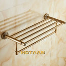 GobekUsa Brass Bath Towel Rack Square Double Towel Shelf Bathroom Accessories