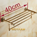 GobekUsa Brass Bath Towel Rack Square Double Towel Shelf Bathroom Accessories
