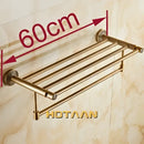GobekUsa Brass Bath Towel Rack Square Double Towel Shelf Bathroom Accessories