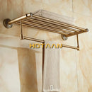 GobekUsa Brass Bath Towel Rack Square Double Towel Shelf Bathroom Accessories