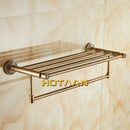 GobekUsa Brass Bath Towel Rack Square Double Towel Shelf Bathroom Accessories