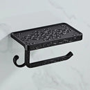 Antique brass floral toilet paper holder with phone rack bathroom by Decorbites