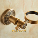 Antique brass floral towel ring soap dispenser holder bathroom accessory by Decorbites