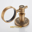 Antique brass floral towel ring soap dispenser holder bathroom accessory by Decorbites