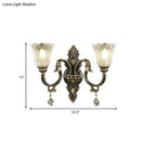 GobekUsa Modern Floral Shade Wall Sconce with Crystal Drip - 2 Lights, Black & Gold