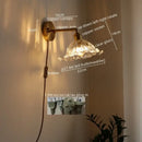 GobekUsa Glass Sconce LED Wall Lamp, Copper Nordic Bedroom Light Fixtures