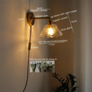 GobekUsa Glass Sconce LED Wall Lamp, Copper Nordic Bedroom Light Fixtures