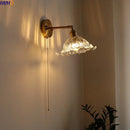 GobekUsa Glass Sconce LED Wall Lamp, Copper Nordic Bedroom Light Fixtures