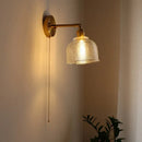 GobekUsa Glass Sconce LED Wall Lamp, Copper Nordic Bedroom Light Fixtures