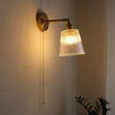 GobekUsa Glass Sconce LED Wall Lamp, Copper Nordic Bedroom Light Fixtures