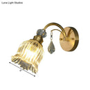 GobekUsa Golden Beveled Crystal Flower Wall Sconce with Simplicity Design and 1-Bulb Lighting - Perfect for Living Room Mounting