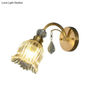 GobekUsa Golden Beveled Crystal Flower Wall Sconce with Simplicity Design and 1-Bulb Lighting - Perfect for Living Room Mounting