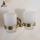 GobekUsa Brass Antique Glass Cup Holder Set Luxury Bathroom Accessories