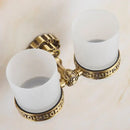 GobekUsa Brass Antique Glass Cup Holder Set Luxury Bathroom Accessories