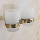 GobekUsa Brass Antique Glass Cup Holder Set Luxury Bathroom Accessories
