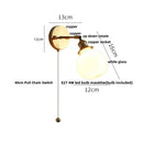 GobekUsa Glass Rotate Copper Wall Sconce | Pull Chain Switch LED Light Fixture
