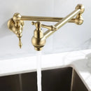 GobekUsa Brushed Gold Pot Filler Tap Wall Mounted Kitchen Faucet Single Cold Spout