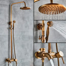 GobekUsa Brass Handheld Rainfall Shower Wall-mounted Hot Cold Water Mixer System