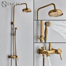 GobekUsa Brass Handheld Rainfall Shower Wall-mounted Hot Cold Water Mixer System
