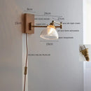 GobekUsa Clear Glass Copper LED Wall Light with Pull Chain Switch & Walnut Wood Canopy