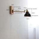 GobekUsa Clear Glass Copper LED Wall Light with Pull Chain Switch & Walnut Wood Canopy