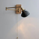 GobekUsa Clear Glass Copper LED Wall Light with Pull Chain Switch & Walnut Wood Canopy