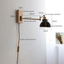 GobekUsa Clear Glass Copper LED Wall Light with Pull Chain Switch & Walnut Wood Canopy