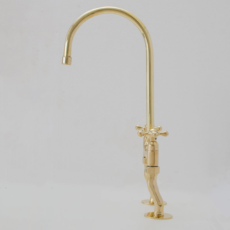 Antique Brass Kitchen Faucet - Antique Brass Bridge Faucet