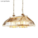 GobekUsa Colonialist Clear Glass Faceted Living Room Island Light with 12 Brass Hanging Lamp Heads