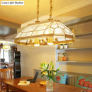 GobekUsa Colonialist Clear Glass Faceted Living Room Island Light with 12 Brass Hanging Lamp Heads
