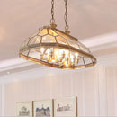GobekUsa Colonialist Clear Glass Faceted Living Room Island Light with 12 Brass Hanging Lamp Heads