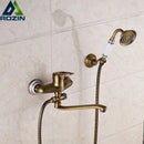 GobekUsa Brass Long Nose Shower Faucet Wall Mount Single Handle Mixer Tap